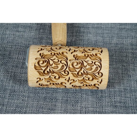 STODOLA Engraved Wooden Rolling Bin FOLK DECORATIVE Pattern Baking Design - Picture 6 of 9